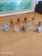 Zestaw 10 figurek słoni – 7 szklanych + 3 ceramiczne