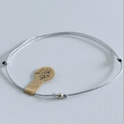 Bransoletka ZŁOTA kulka 585 sznurkowa sznurek na szczęście na prezent