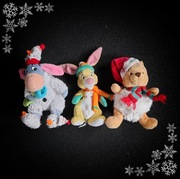 Zestaw 3 rzadkich świątecznych pluszaków Vintage Disney Store