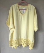Nowa żółta modna bluzka koronka tunika 52 6xl luzna