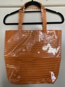 duża unikatowa torba plażowa na plażę plastikowa w paski pomarańczowa