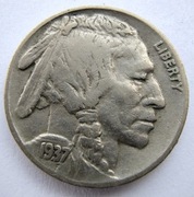 USA 5 centów five cents LIBERTY 1937 - obiegowa