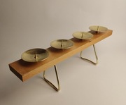 Świecznik poczwórny  - metal i drewno  - lata 70/80