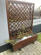 Donica drewniana ogrodowa z pergolą, kratownica