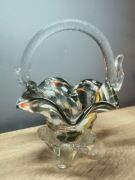 PRL Szklany koszyk, But,Łabędź zestaw 3 sztuk stan Bardzo Dobry 