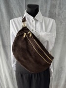 Nerka torebka czekolada zamsz naturalny Włoska - nowa