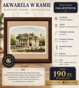 Obraz akwarela za szkłem w drewnianej ramie 26x20