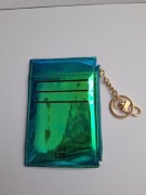 Turkusowy portfel damski metaliczny złoty zamek