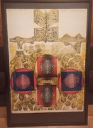 Tadeusz Łapiński "Targets" 1971 podpisana duża litografia w oprawie