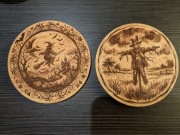 2 x podstawka bambusowa, halloween, grawer laserowy 