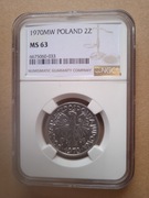 Moneta 2 złote 1970 NGC MS 63
