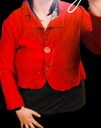 Krótki czerwony wełniany Żakiet damski 46 (3 XL)