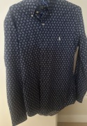 Koszula Polo Ralph Lauren r. S Custom Fit - Granatowa we wzór