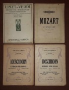 antykwaryczne przedwojenne nuty - 4 zeszyty - Mozart Loeschhorn Liszt Verdi