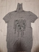 Stylowa damska bluzka z golfem i krótkim rękawem – szara