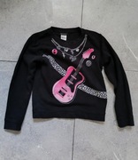Czarna rockowa bluza Joe Boxer 7/8 lat gitara panterka rock'n'roll brokat