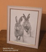 Grafika myśliwska łowiecka polowanie z psem A4. Zając szarak.