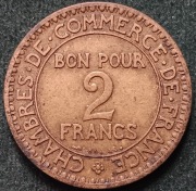 Francja moneta 2 franki 1923 rok brąz 