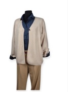 Kardigan Beżowy M L Miękki Dzianina Biuro Nowy Klasyk Basic