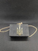 Ukraina herb Tryzub złoty wisiorek naszyjnik Ukraine godło Trójząb 