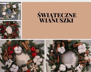 Świąteczny wianuszek ręcznie upleciony ze świeżych gałązek jodły nobilis