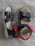 Granatowe skórzane eleganckie buty sandały na rzepy Clarks 32,5 32 33