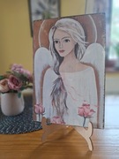 Obraz na desce Anioł z różą