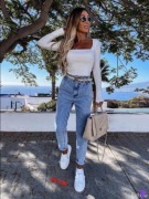 Jeansy M.Sara wysoki stan mom fit L