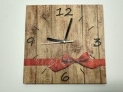 Zegar ścienny deska z kokardą 30x30cm