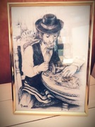 Obrazek żyd na szczęście 30x21 cm złota ramka