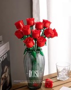 Klocki Róże 4 szt. Czerwone Dekoracja Bukiet Kwiaty Prezent dla Niej 6+