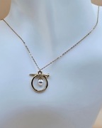 Naszyjnik stal chirurgiczna z perłą w złotej oprawie [N009]