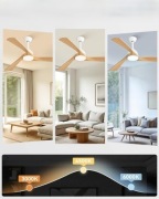 LAMPA Sufitowa ZMISHIBO 52" z Wentylatorem, LED+Pilot, 3 Temperatury,1500lm