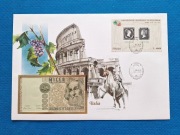 Koperta numizmatyczna z banknotem Italy Włochy 1000 lire 1982 