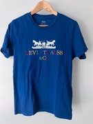 Levi’s kobaltowy t-shirt bluzka kolorowy napis S