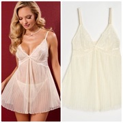 Komplet koszulka + stringi koronkowa ecru S walentynki