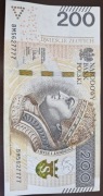 Banknot 200 zł cztery ostatnie cyfry 7777