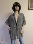 OSKA szary sweter narzutka jak ponczo z wełną _ S/M