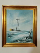 Stary obraz na płótnie wiatrak