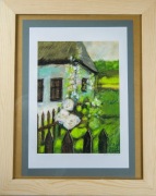 Obraz - chata z malwami