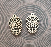 kolczyki drewniane czaszka6 hand made decoupage scrapbooking baza