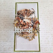 Kartka, ręcznie robiona, urodziny, konie