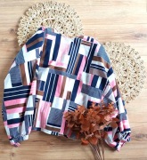 retro lata 80te 90te vintage różowa geometryczna koszula we wzory 42 40XL