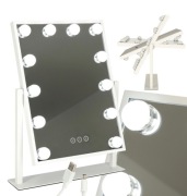 Lustro LED do makijażu Hollywood 15 żarówek dotykowe USB
