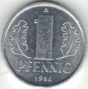 Niemcy NRD DDR 1 pfennig 1986 - nr 2