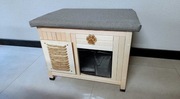 Drewniana buda/pufa dla kota lub małego psa – domek i leżanka w jednym 