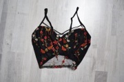 Shein bluzka Crop Top 1XL haftowane kwiaty sexy mg