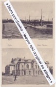 RYGA RIGA - ŁOTWA - Most pontonowy i rzeka Dźwina, Teatr rosyjski ~1908