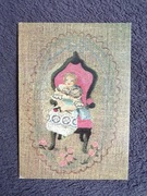 MAŁA WERONIKA OBRAZEK HAFTOWANY NA PŁÓTNIE POCZTÓWKA