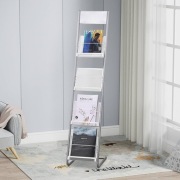 Stojak na ulotki, czasopisma metalowy srebrny 